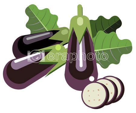 #2000051 - Eggplants with leaves and slices