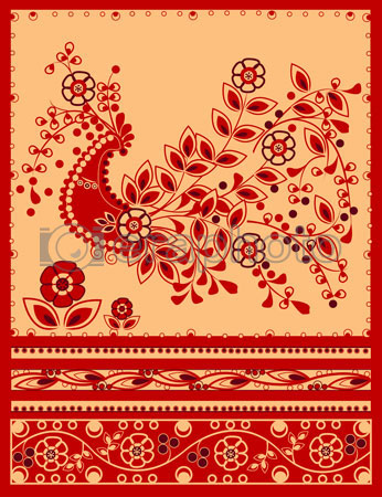 #2000052 - Fire bird floral ornament