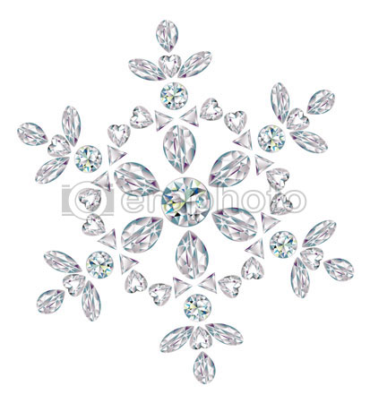 #2000194 - Snowflake made from different cut diamonds