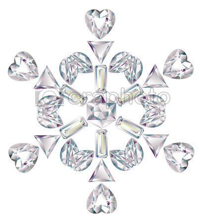 #2000198 - Snowflake made from different cut diamonds