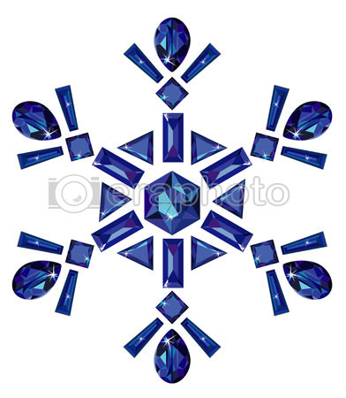 #2000203 - Snowflake made from different cut sapphires isolated on white