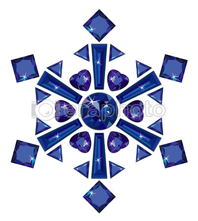 #2000204 - Snowflake made from different cut sapphires