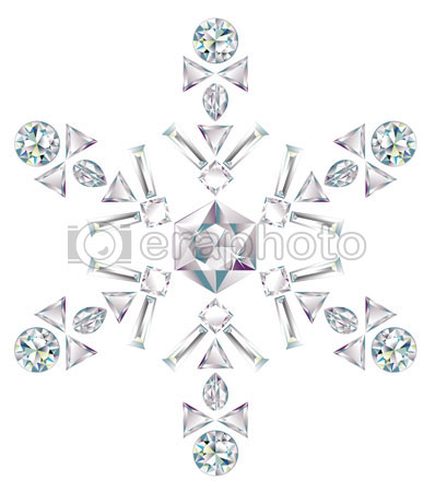 #2000205 - Snowflake made from different cut diamonds isolated on white