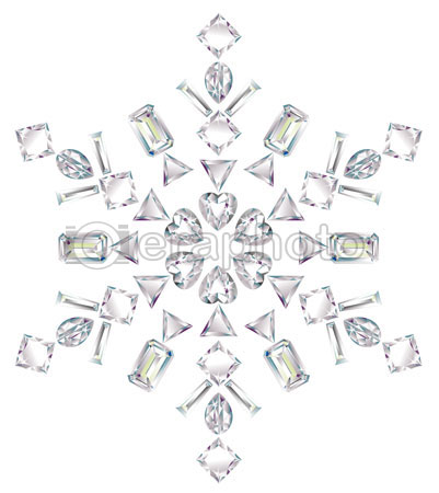 #2000207 - Snowflake made from different cut diamonds isolated on white