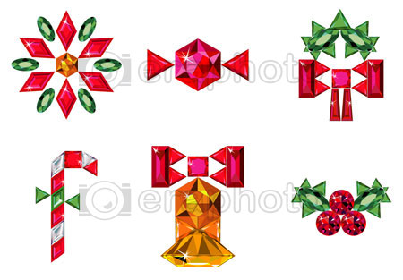 #2000210 - Set of christmas or holiday elements made from precious stones