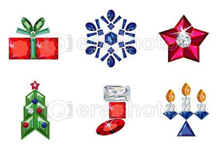 #2000216 - Set of christmas or holiday elements made from precious stones