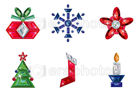 #2000218 - Set of christmas or holiday elements made from precious stones