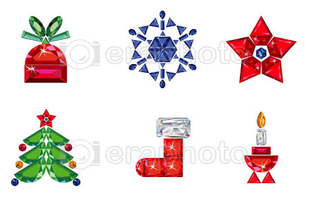 #2000219 - Set of christmas or holiday elements made from precious stones