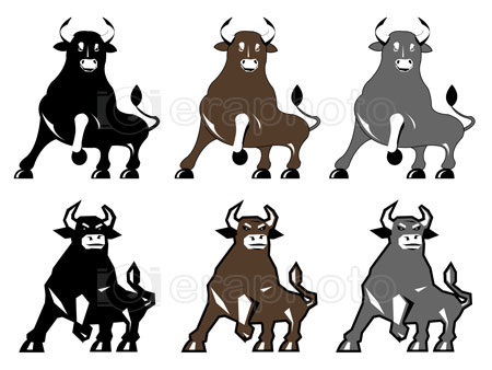 #2000277 - Illustration of bull in different colors and styles