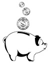 #2000268 - Black and white piggy bank with coins