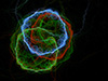#2000400 - Multicolored simple cells on black background